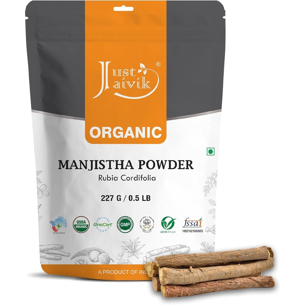Just Jaivik Organic Manjistha Powder 227 grams front view