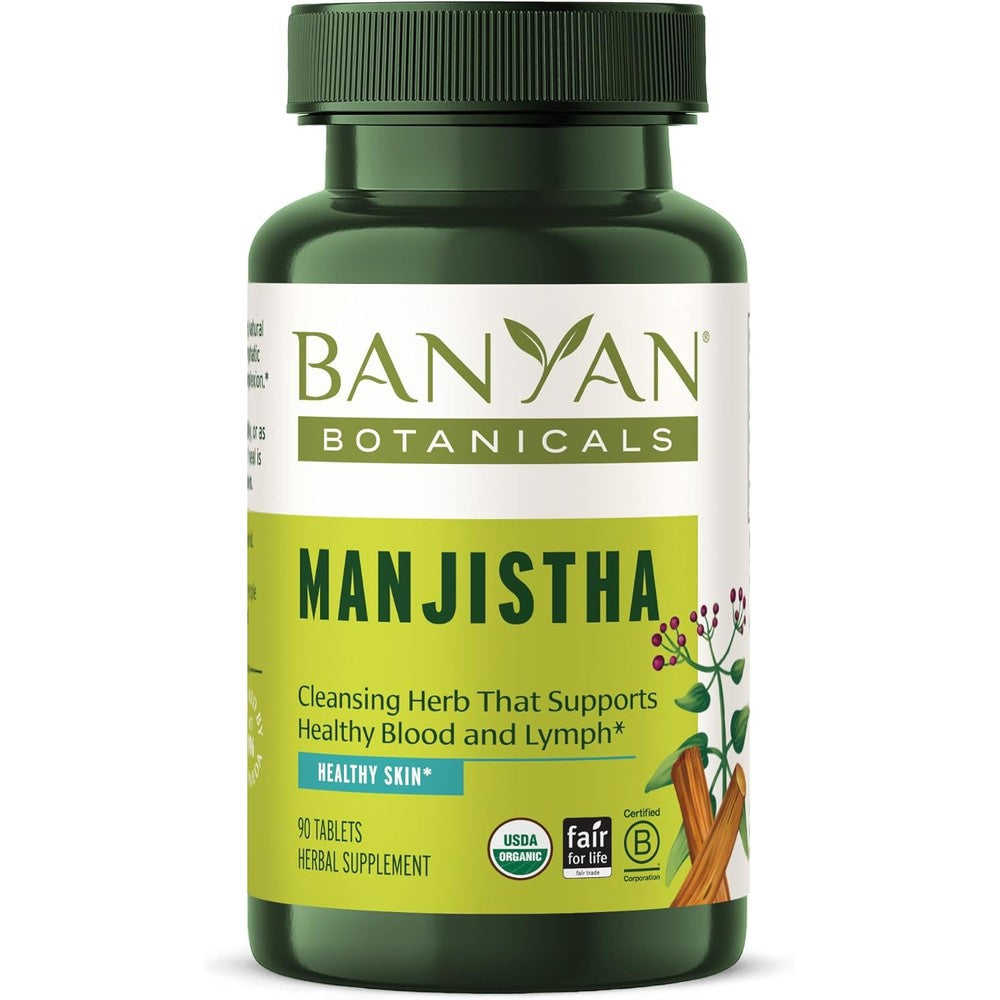 Banyan Botanicals Organic Manjistha tablets front view bottle