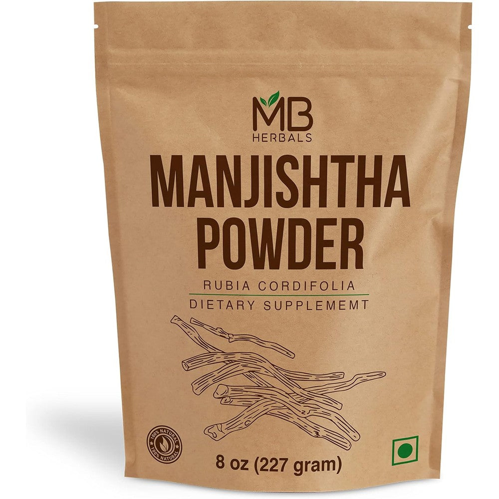 MB Herbals Manjistha Powder 227 Grams front view packaging