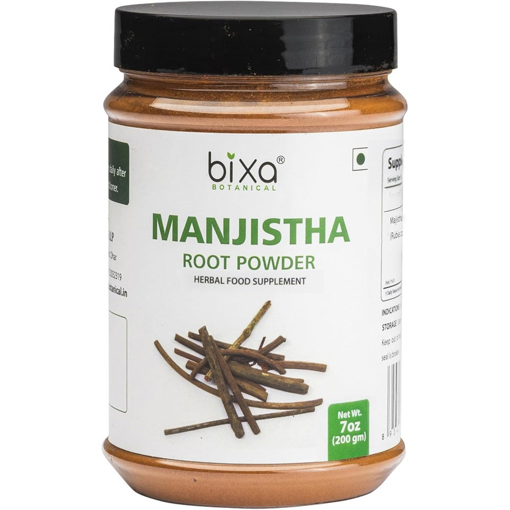 Bixa Botanical Manjistha Powder 200g front bottle view