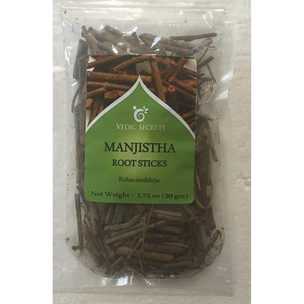 Vedic Secrets Manjistha Root Sticks front packaging view