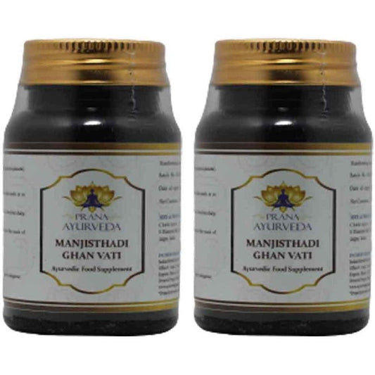 Prana Ayurveda Manjishtadi Ghan Vati 180 tablets front view for skin health.