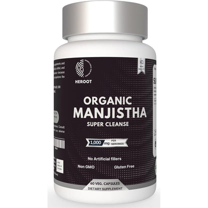 Heroot Organic Manjistha Root supplement bottle front view