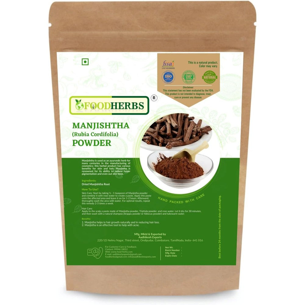 Yuktha Foodherbs Pure Manjistha Powder front view 200g pouch