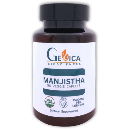 GeVica Biosciences USDA Organic Manjistha supplement bottle front view