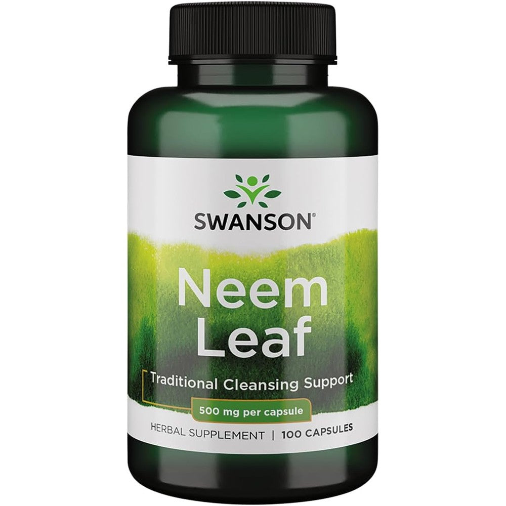Swanson Premium Neem Leaf 500 mg 100 Capsules Front View Immune Support Supplement