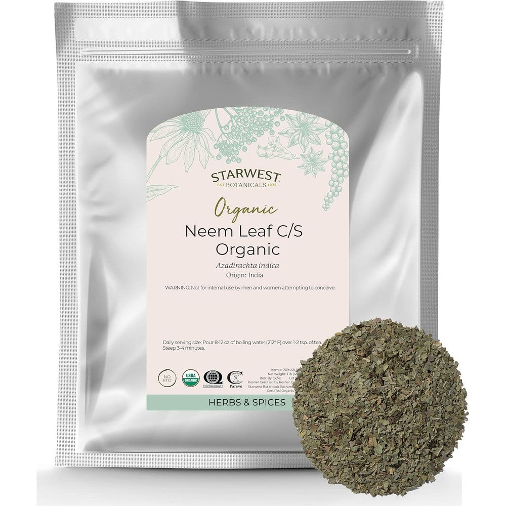 Starwest Botanicals Organic Neem Leaves front view pouch