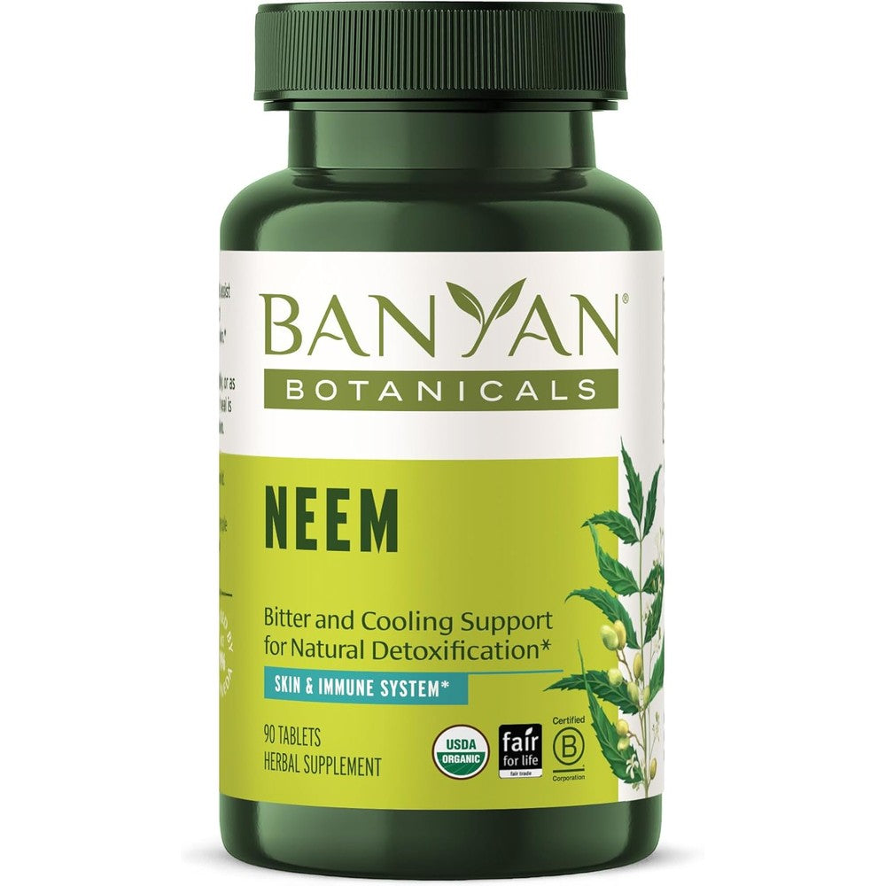 Banyan Botanicals Organic Neem 90 Tablets Front View