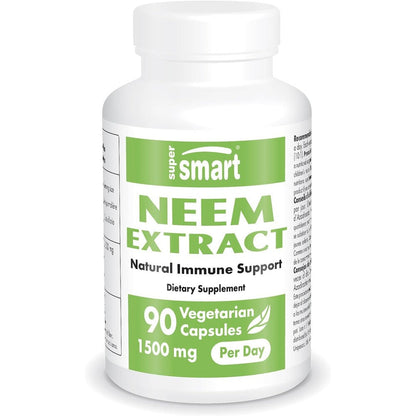 Supersmart Neem Extract 1500mg 90 Veggie Caps Front View