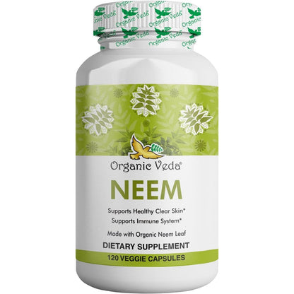 Organic Veda Neem 1000mg 120 Vegan Capsules front view