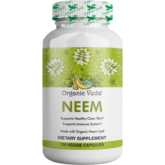 Organic Veda Neem 1000mg 120 Vegan Capsules front view