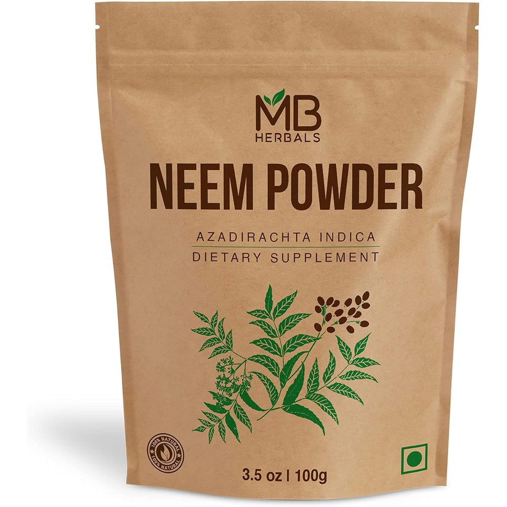 MB Herbals Pure Neem Leaf Powder front pouch view for skin care