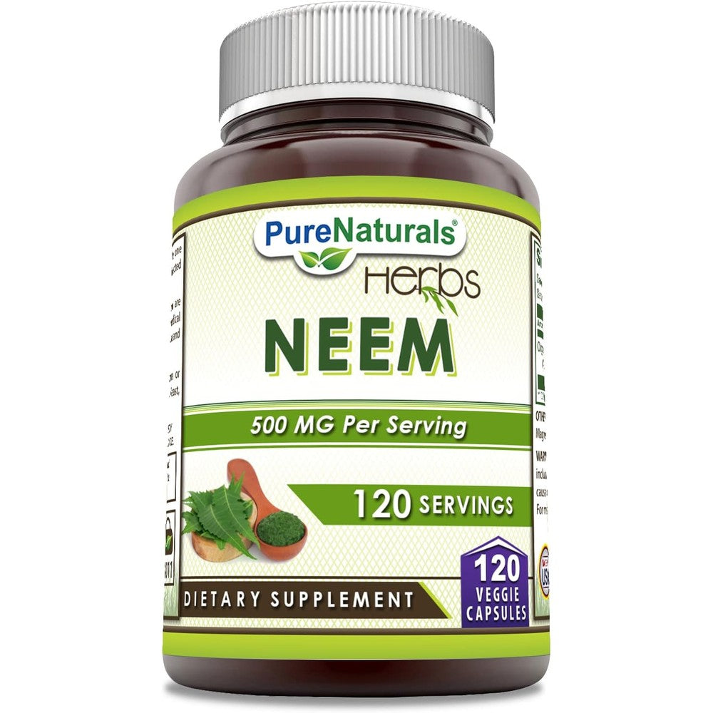 Pure Naturals Leaves Neem 500mg 120 Capsules Front View