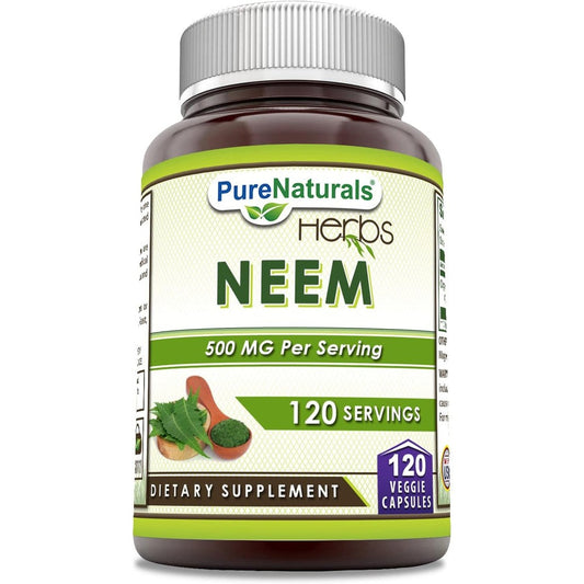 Pure Naturals Leaves Neem 500mg 120 Capsules Front View