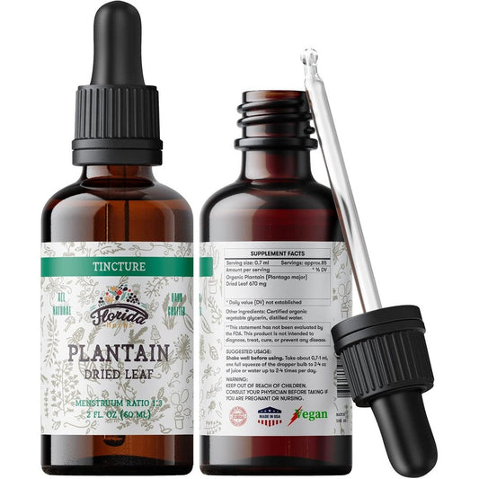 Florida Herbs Organic Plantain Tincture front label view