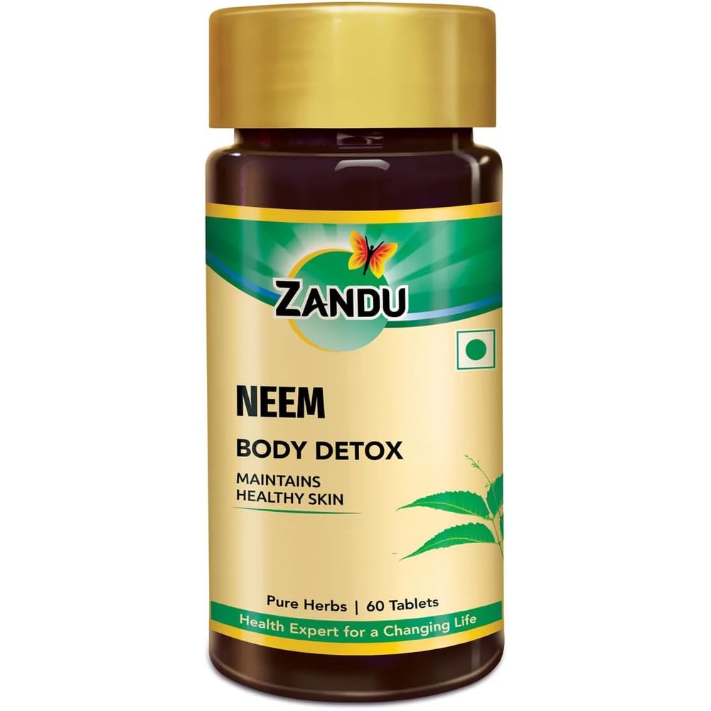 Zandu Neem Tablets pure nimba extract front of bottle
