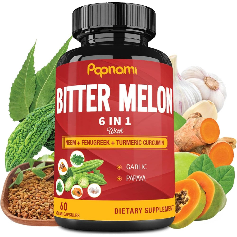 Papnami Organic Bitter Melon Extract 60 Capsules Front View