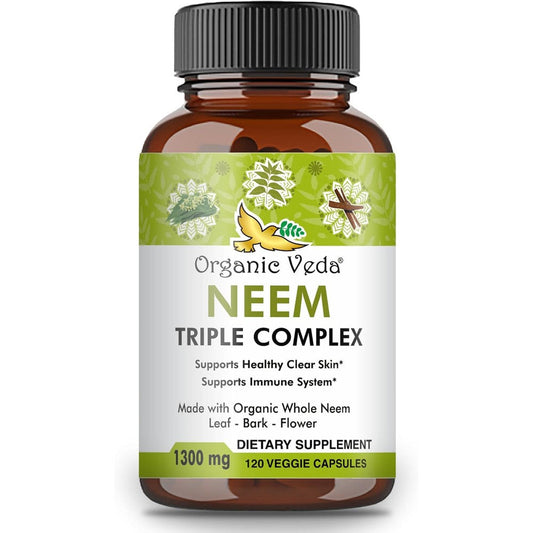 Organic Veda Neem Triple Complex 120 Capsules front view