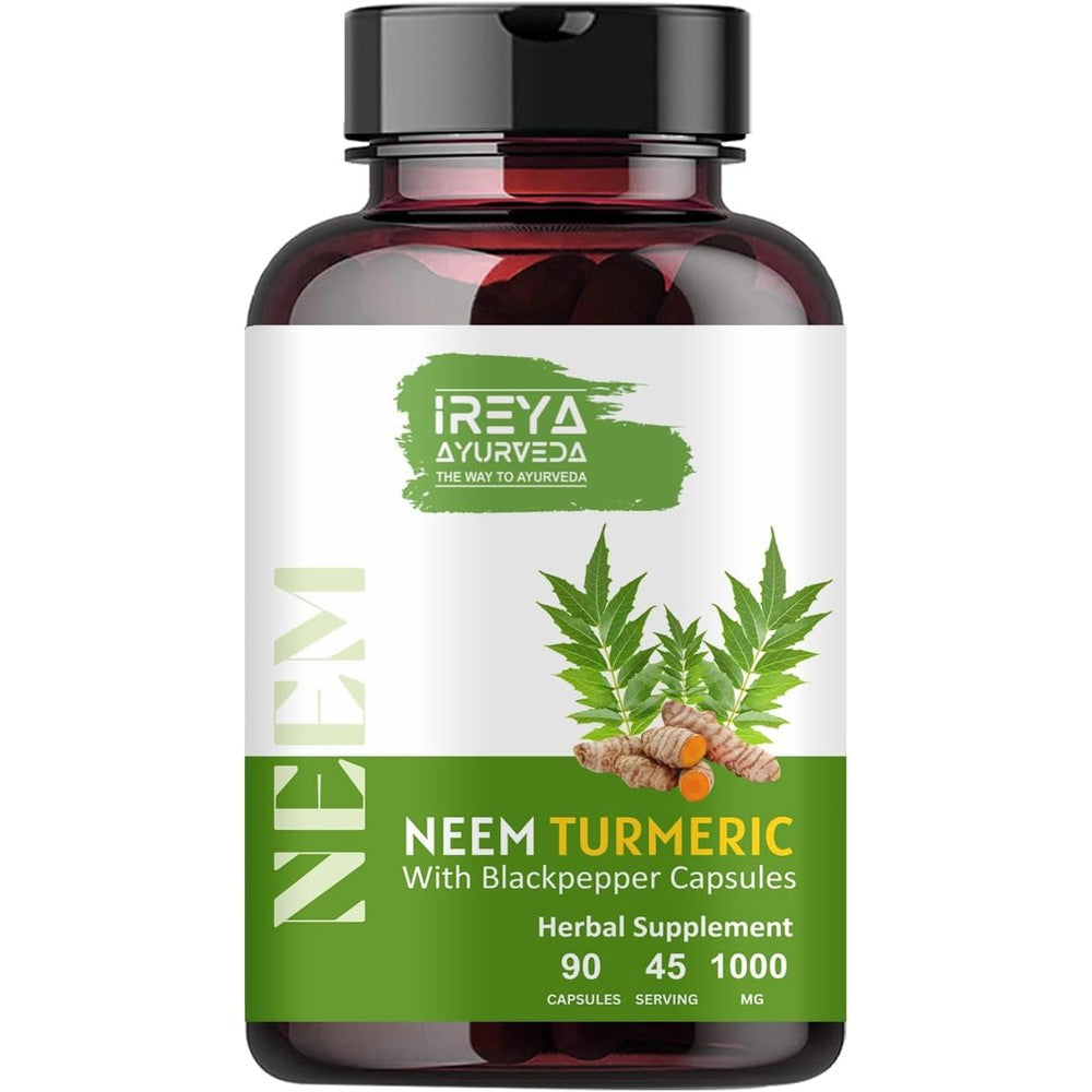 Ireya Ayurveda Neem and Turmeric 90 Capsules front view