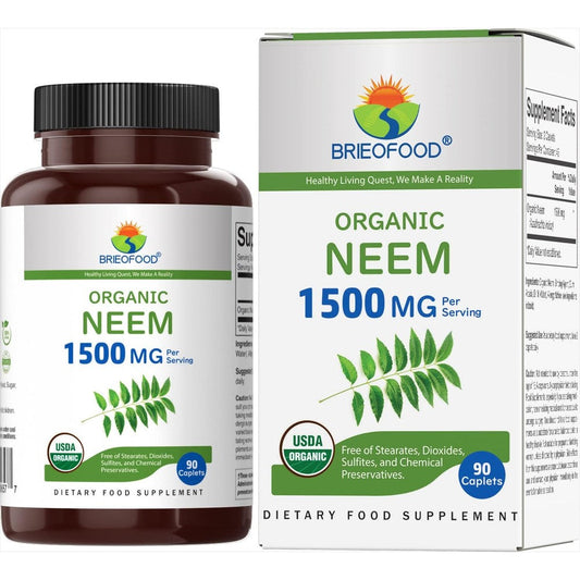 Brieofood Organic Neem Supplement 1500mg front view bottle