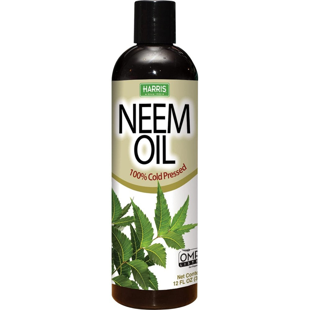 Harris Neem Oil 100 Percent Cold Pressed Unrefined Liquid Front View
