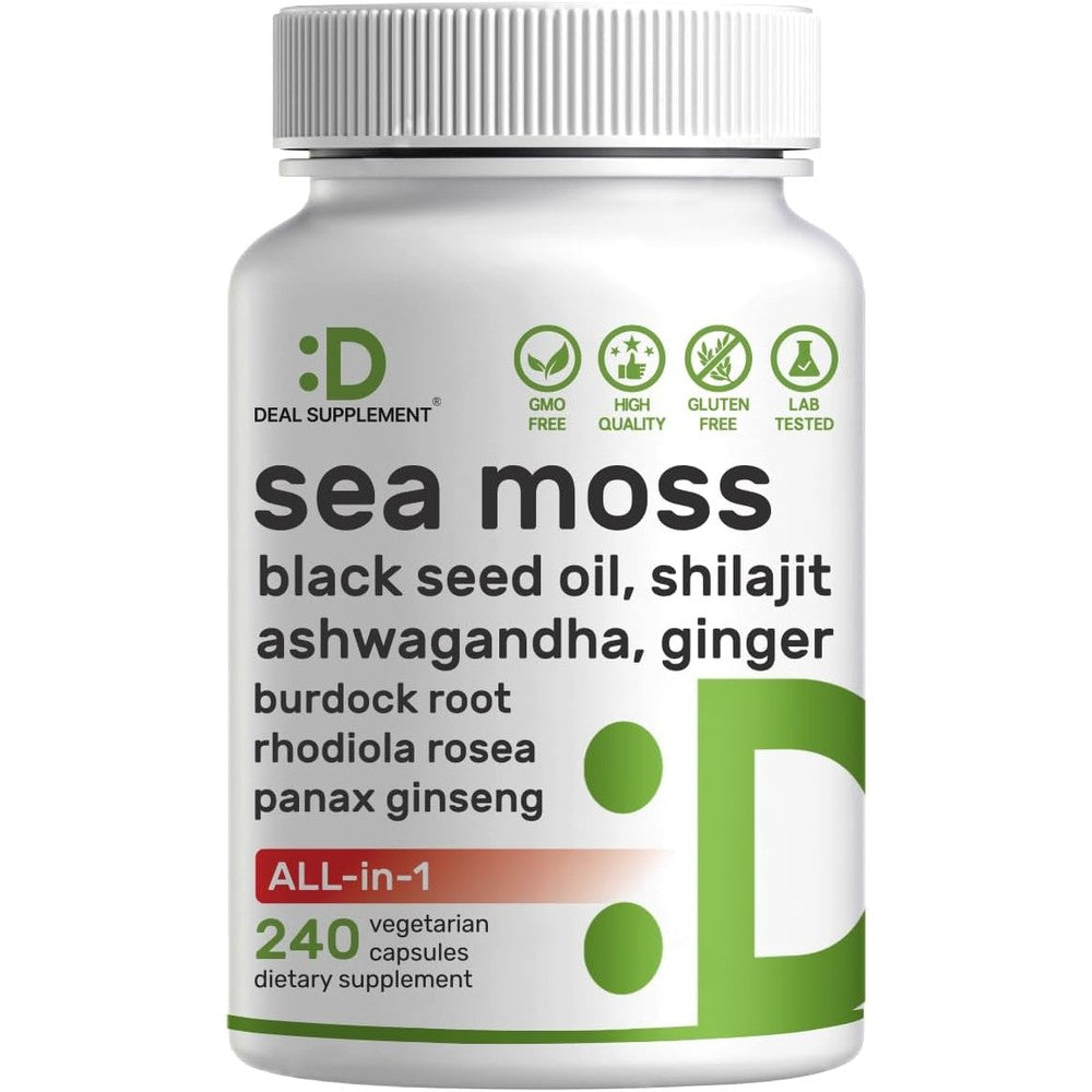 Deal Supplement Irish Sea Moss 14 in 1 Complex front view with capsules