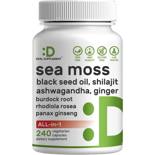 Deal Supplement Irish Sea Moss 14 in 1 Complex front view with capsules