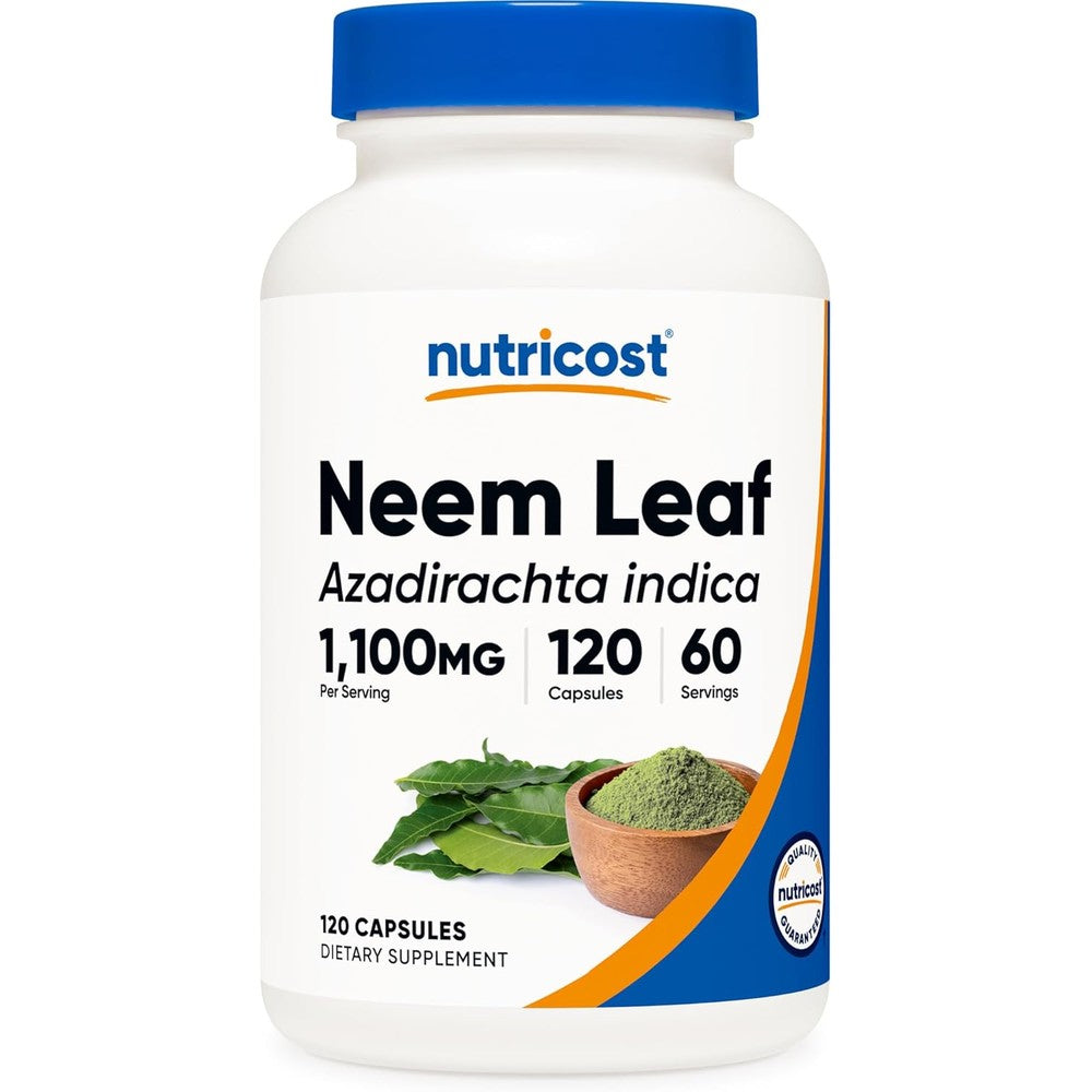 Nutricost Neem Leaf 1100 Milligrams 120 Capsules Front View
