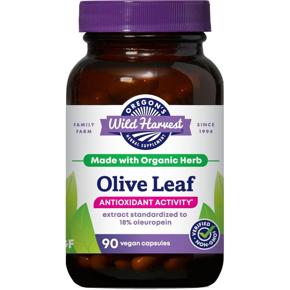 Oregon's Wild Harvest Olive Leaf Extract 90 Capsules front view