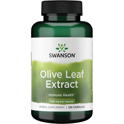 Swanson Olive Leaf Extract 500mg 120 Capsules front view bottle