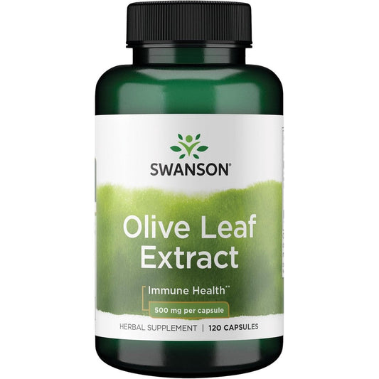Swanson Olive Leaf Extract 500mg 120 Capsules front view bottle