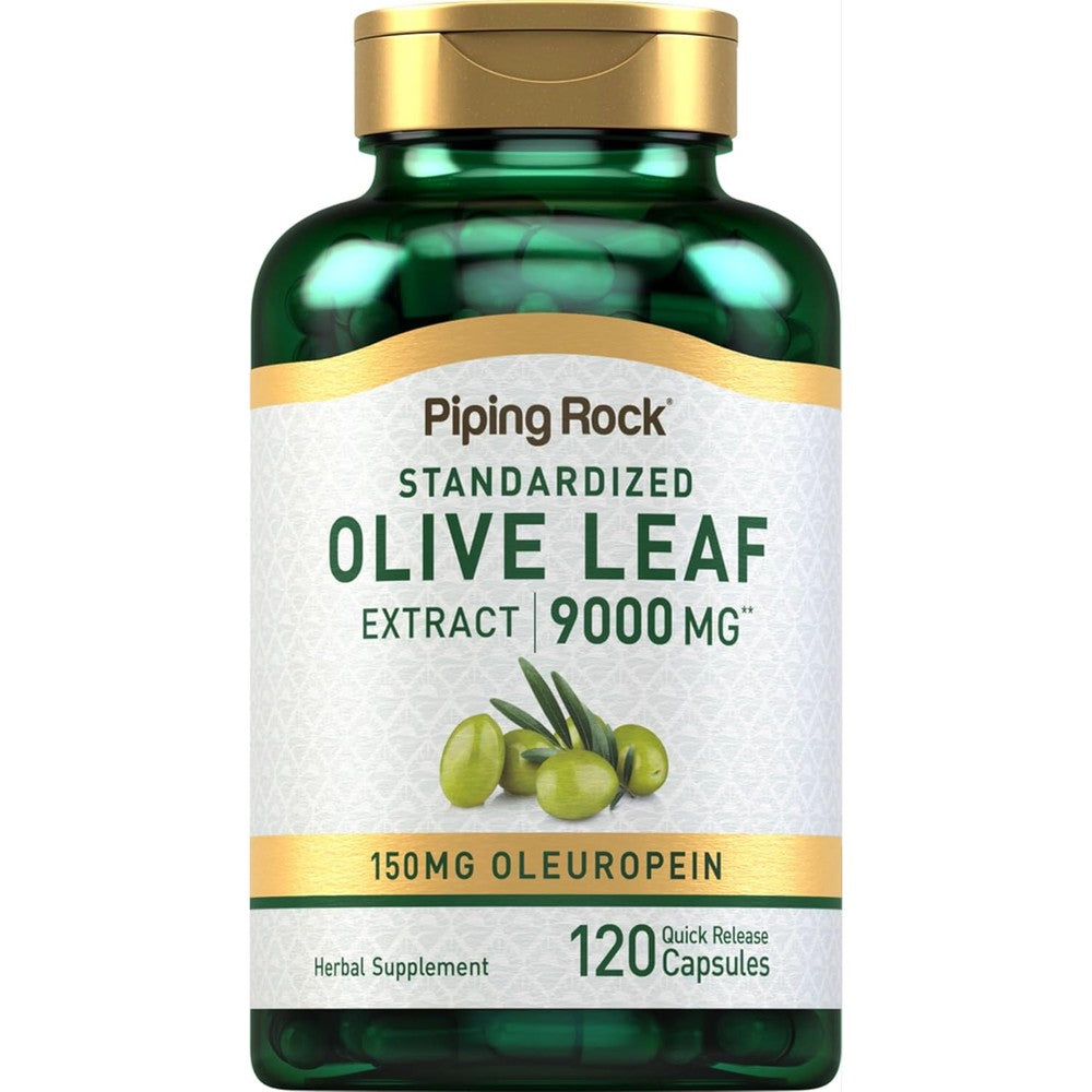 Piping Rock Olive Leaf Extract 150mg 120 Capsules Front View Authentic USA Supplement