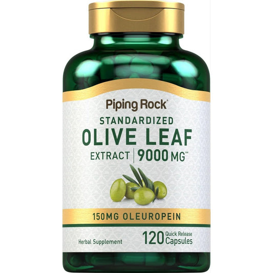 Piping Rock Olive Leaf Extract 150mg 120 Capsules Front View Authentic USA Supplement
