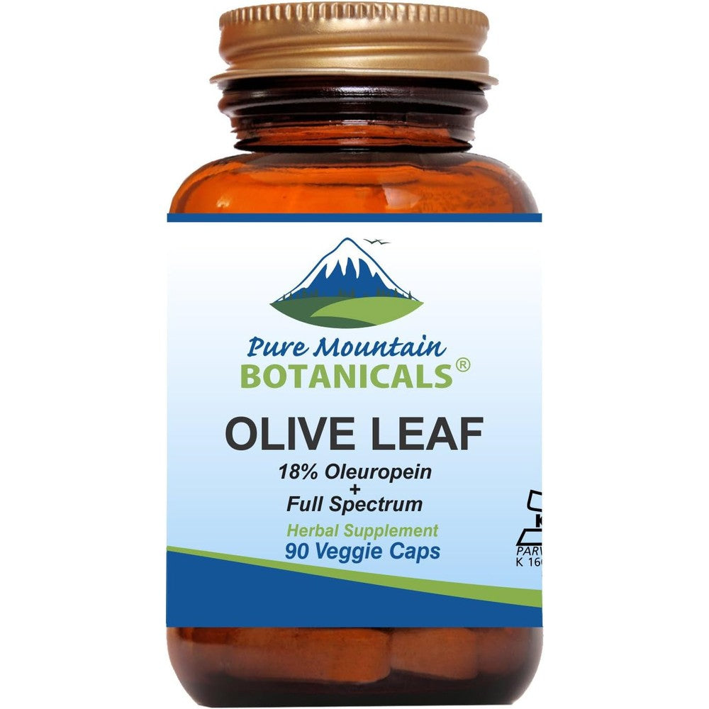 Pure Mountain Botanicals Organic Olive Leaf Extract 90 Capsules front bottle view