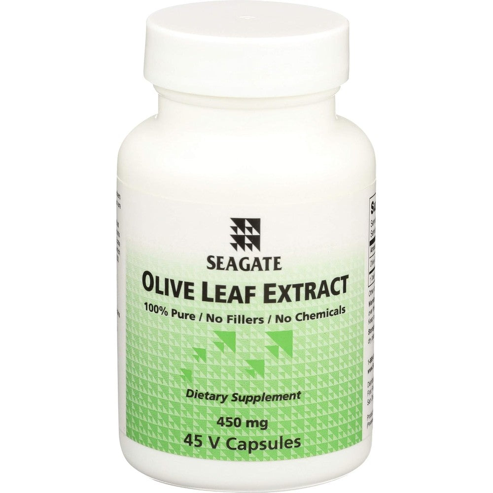 Seagate Olive Leaf Extract 450mg 45 capsules front bottle view for immune support