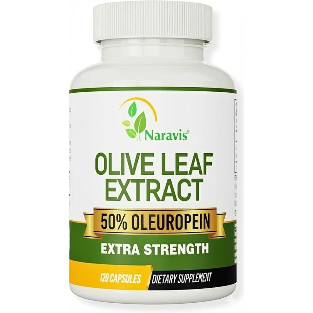 Naravis Olive Leaf Extract 120 capsules front view showing premium immune support packaging
