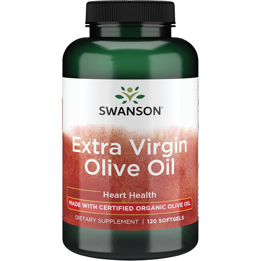 Swanson Extra Virgin Olive Oil 1000 mg 120 softgels front bottle view for heart health support