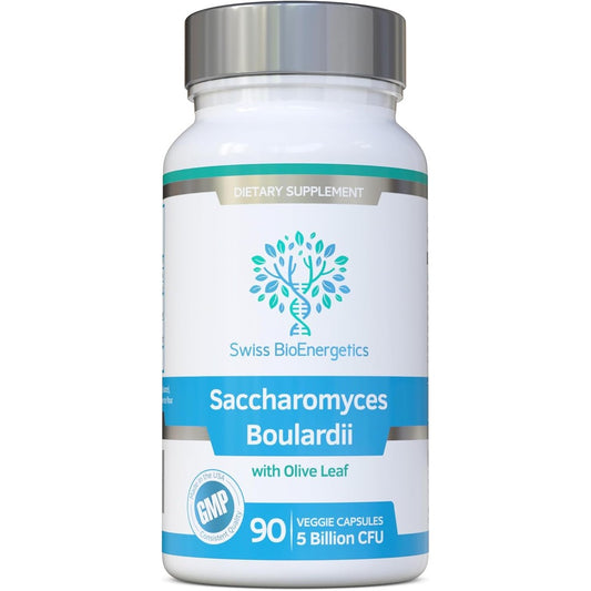 Swiss BioEnergetics Saccharomyces Boulardii 90 capsules front bottle view for digestive health