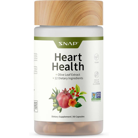 Snap Supplements Heart Health and Circulation Support front view bottle for cardiovascular wellness