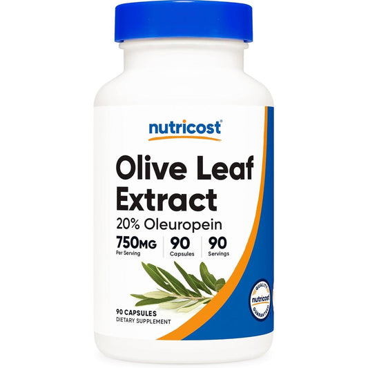 Nutricost Olive Leaf Extract 750mg bottle front view for premium immune support