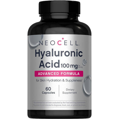 Neocell Hyaluronic Acid Advanced Formula One Hundred Milligrams Sixty Capsules Front View