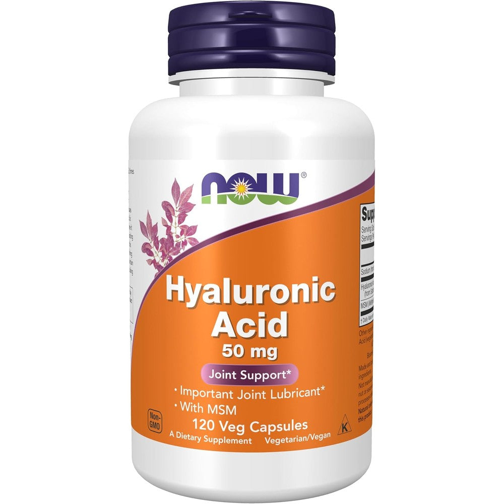 Now Foods Hyaluronic Acid 50 Milligrams 120 Vegetarian Capsules Front View