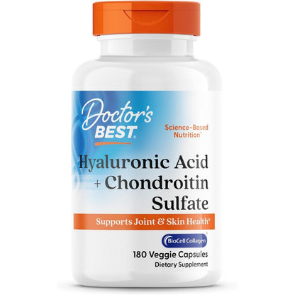 Doctor's Best Hyaluronic Acid Chondroitin 180 Veggie Capsules Front View