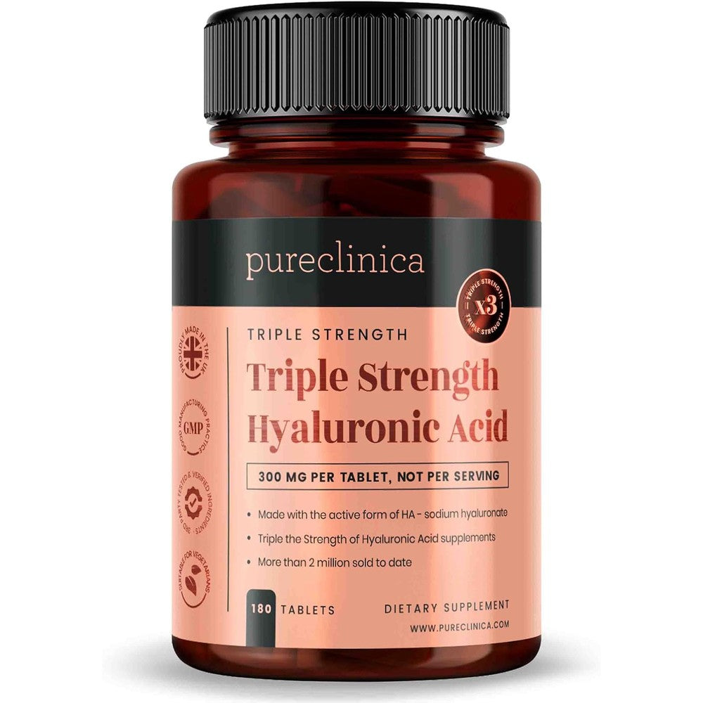Pureclinica Triple Strength Hyaluronic Acid 300mg 180 Tablets Front View