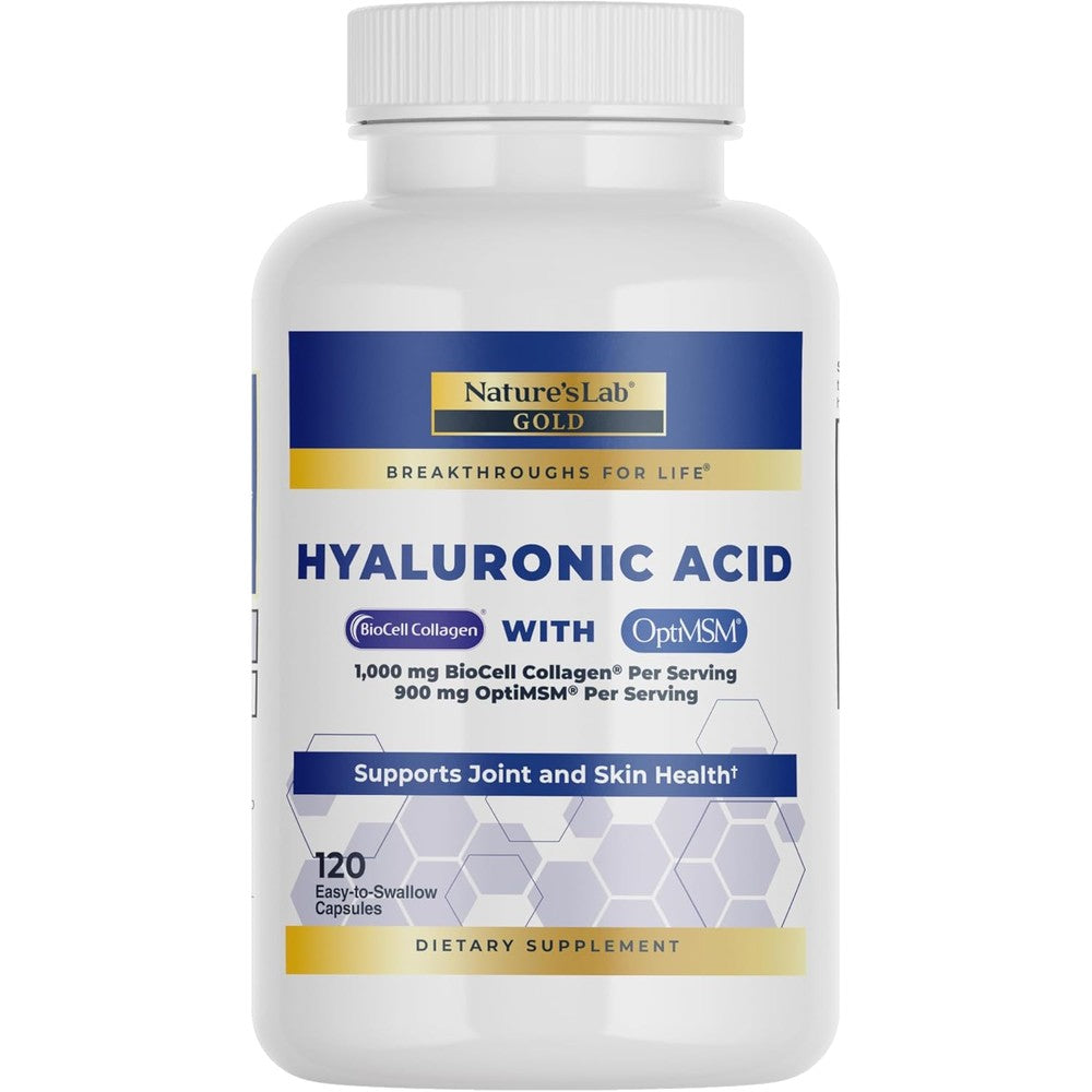 Nature's Lab Hyaluronic Acid with BioCell Collagen and MSM 120 Capsules front view