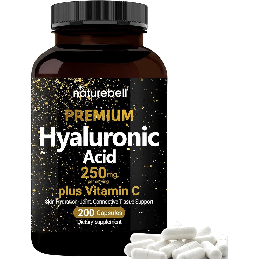 NatureBell hyaluronic acid 250mg 240 capsules front view bottle packaging