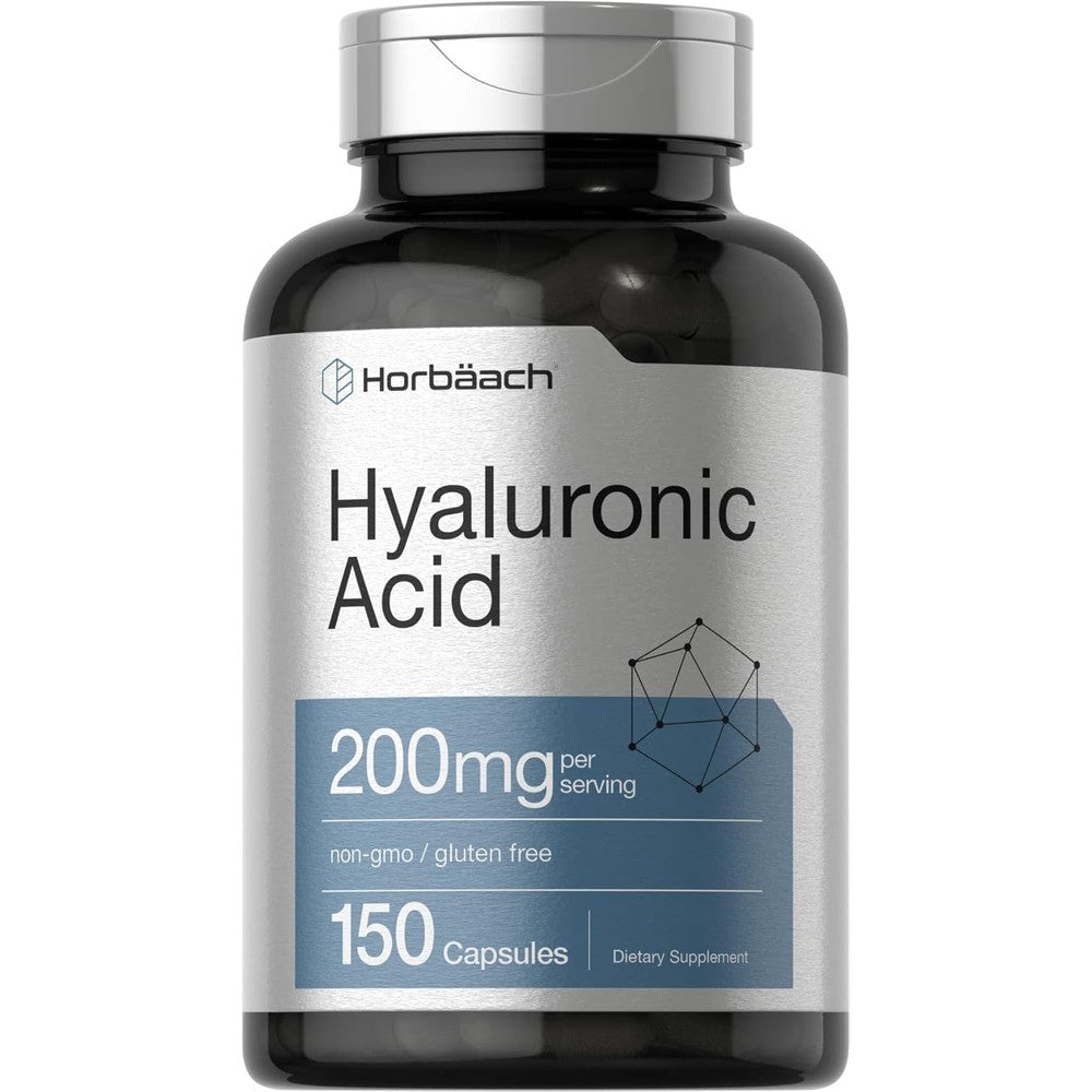 Horbäach Hyaluronic Acid 200mg 150 Capsules front view bottle