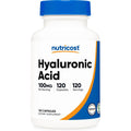 Nutricost Hyaluronic Acid 100 Milligrams 120 Vegetarian Capsules front view bottle packaging