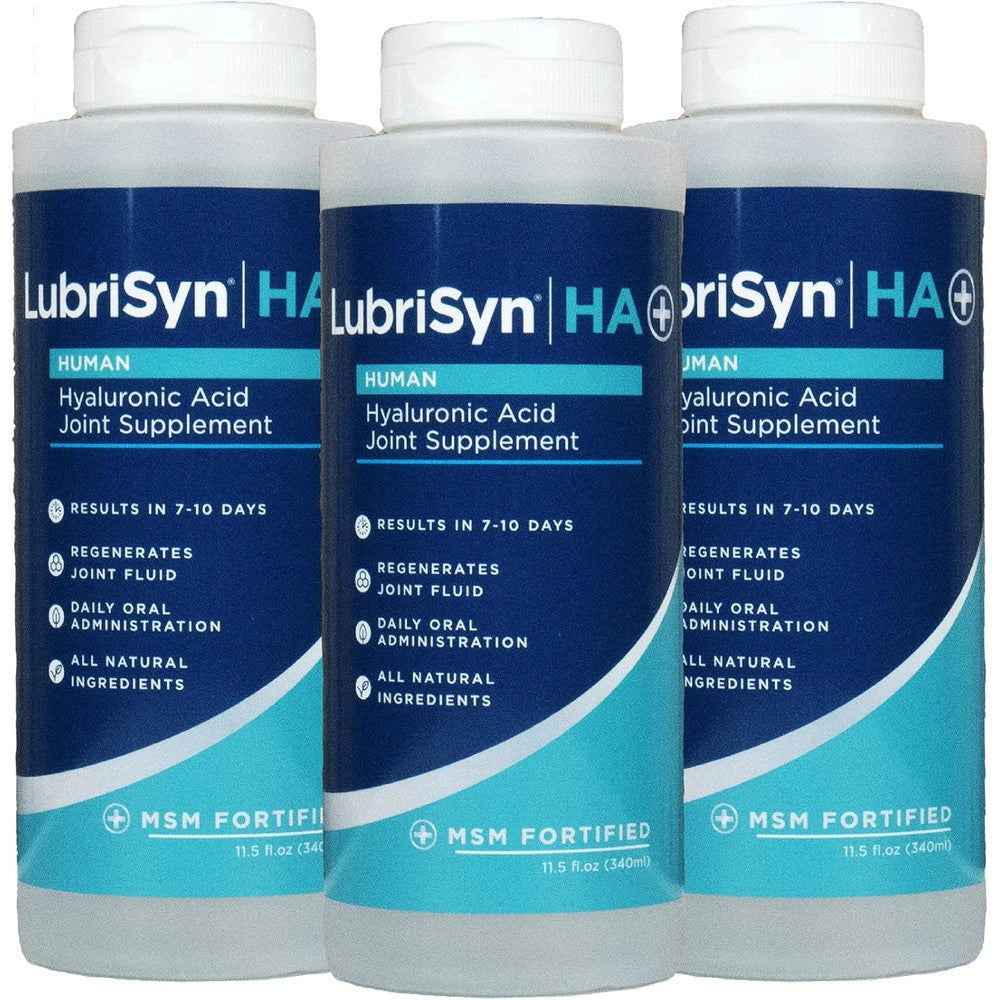 Lubrisyn liquid hyaluronic acid joint support supplement 3 pack front view