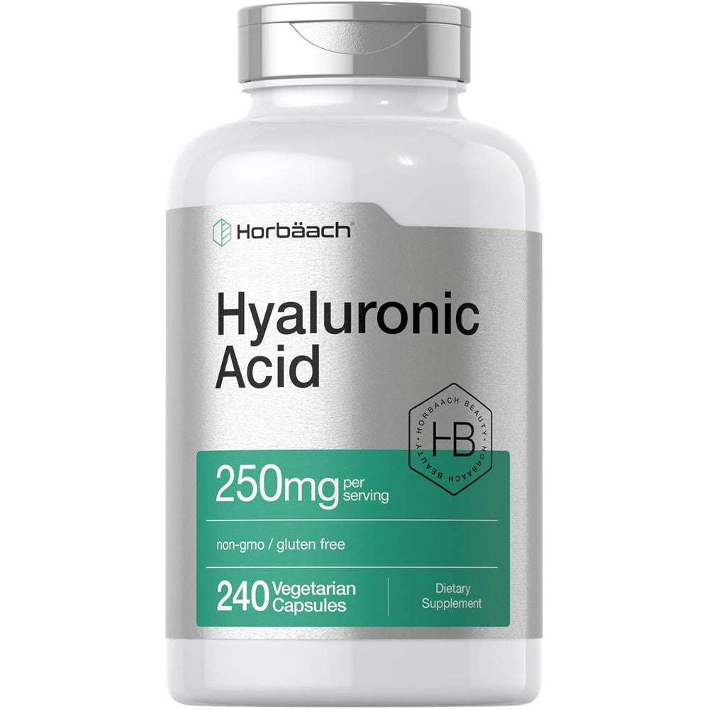 Horbäach Hyaluronic Acid Capsules 250 Milligrams 240 Count front bottle view